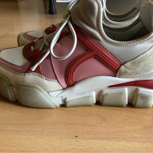 Ferragamo Women’s Chunky Trainer Sneakers in Pink, Red & Cream